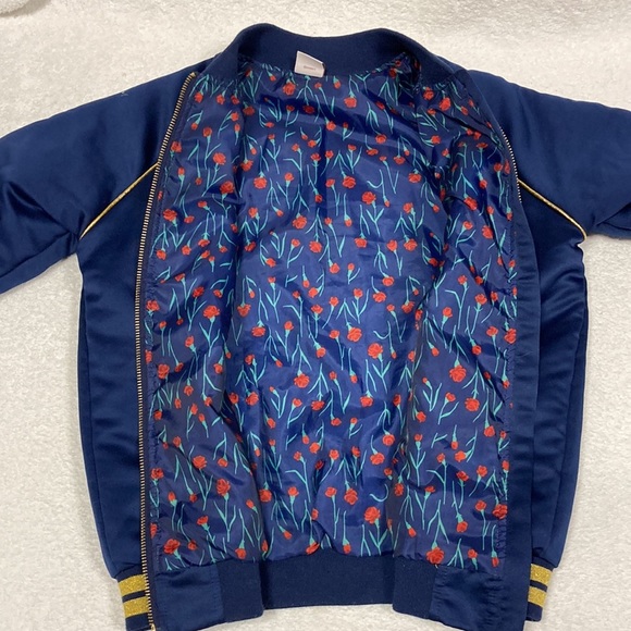 Disney Princess Belle rose Girl's Full Zip satin Bomber Jacket Size L - Picture 6 of 8